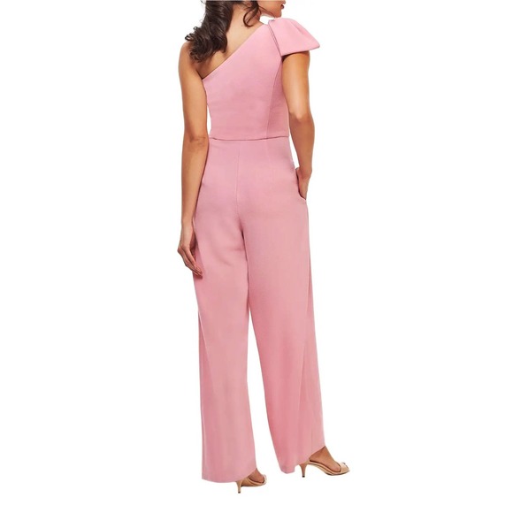 NWT Gal Meets Glam Pink One Shoulder Sylvia Bow Jumpsuit 00 - Picture 6 of 7